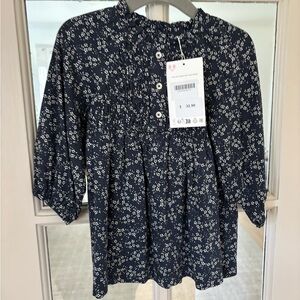Zara Kids Navy Floral Dress 9-12 mo